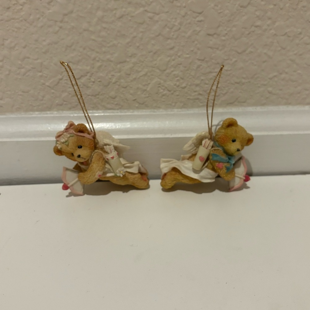 Cherished teddies Cupid boy and girl ornaments valentines